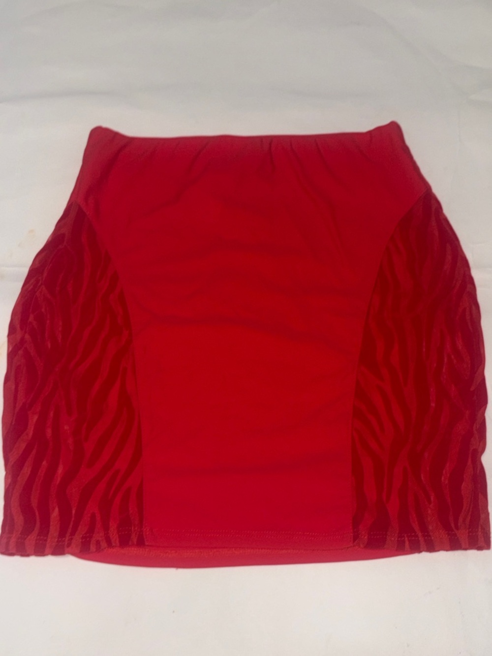 SHEIN Red Mesh Panel Stretch Mini Skirt